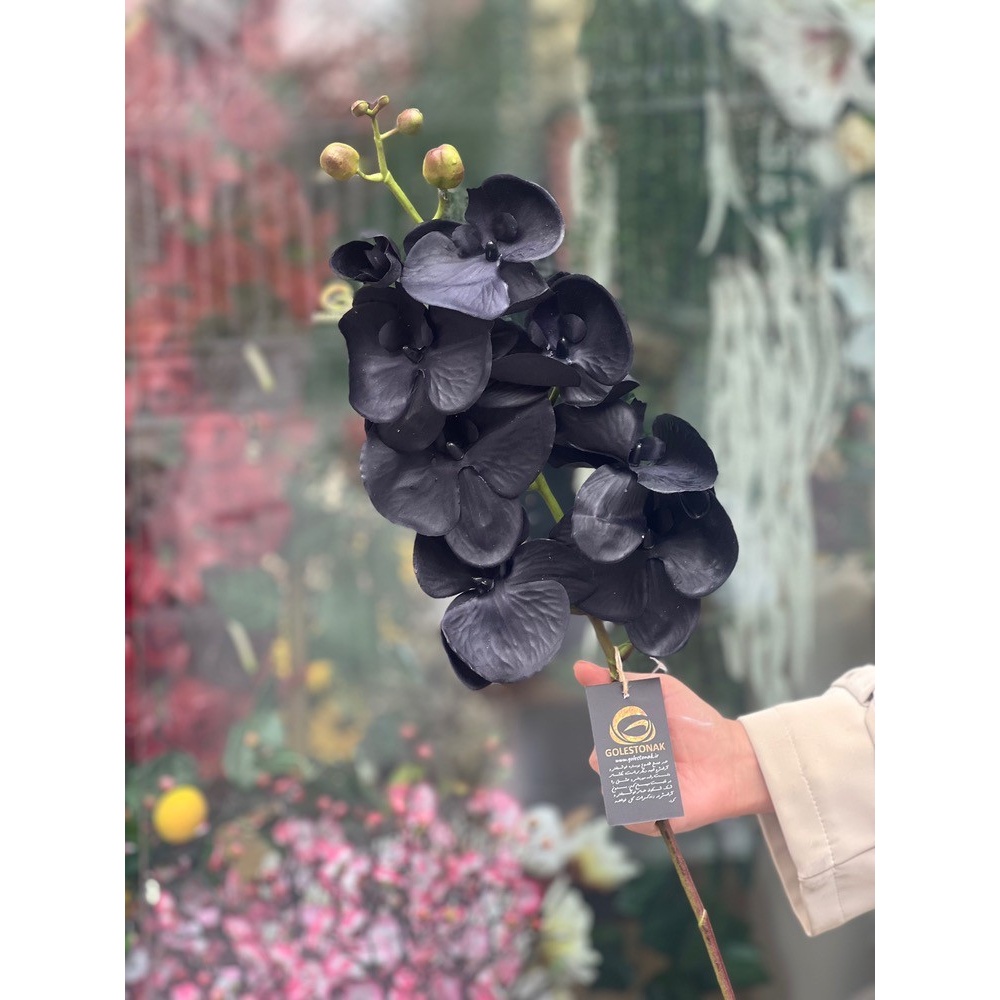 ارکیده مصنوعی 8گل چرمی رنگ مشکی