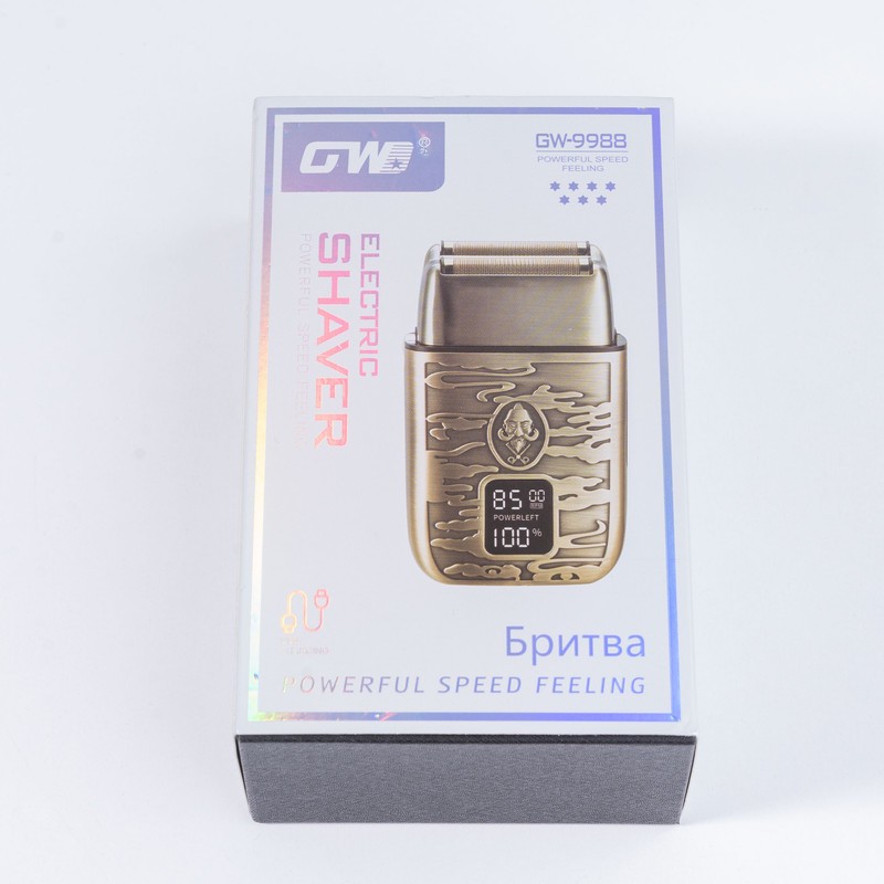 ماشین اصلاح موی صورت جی دبلیو مدل GW-9988، اصلاح به صورت صفر زن، طراحی ارگونومیک، نمایشگر LCD، منبع انرژی با کابل USB...