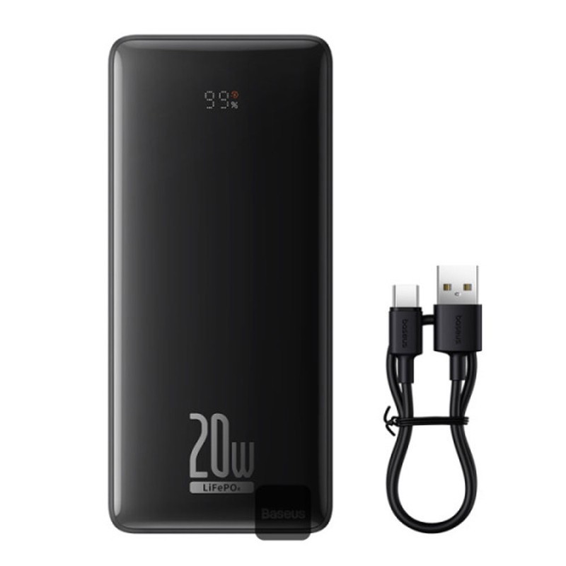 پاوربانک 20 وات باسئوس مدل LiFePO4 ظرفیت 18400 میلی آمپر ساعت به همراه کابل USB-C به USB-A