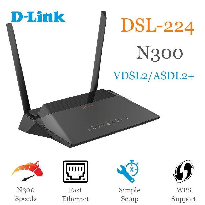 مودم روتر VDSL ADSL دی-لینک مدل DSL224 - VDSL2 ADSL2 Wireless N300 4-port router