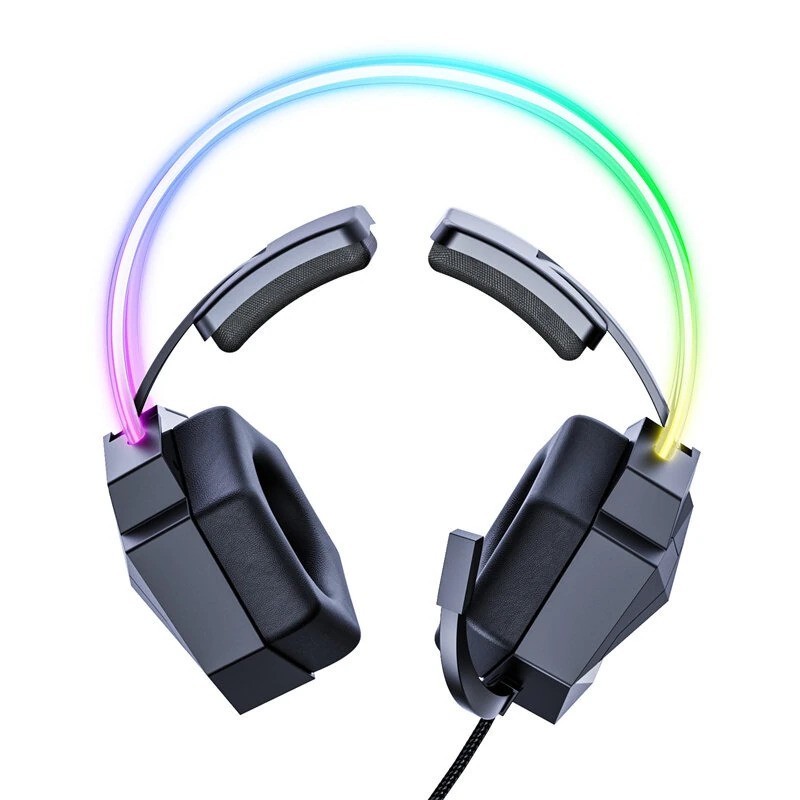 هدست گیمینگ برند اونیکوما مدل X20 با نویز کنسلینگ میکروفون، درگاه شارژ USB، دارای نورپردازی RGB، طراحی ارگونومیک و پد...