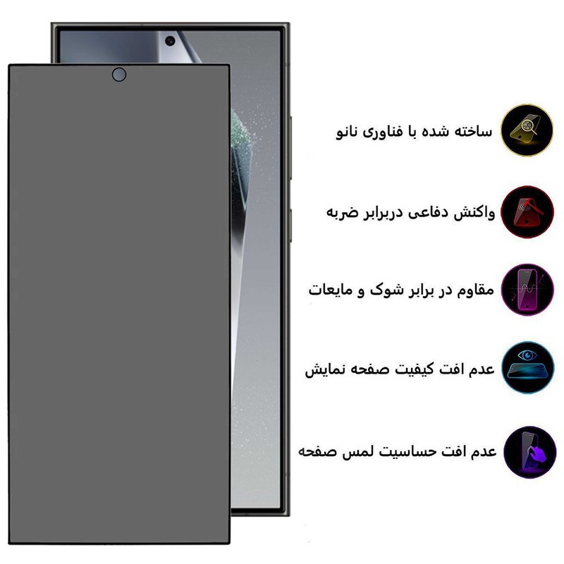 محافظ صفحه نمایش حریم شخصی بوف مدل Privacy-G مناسب برای گوشی موبایل سامسونگ Galaxy S24 Ultra