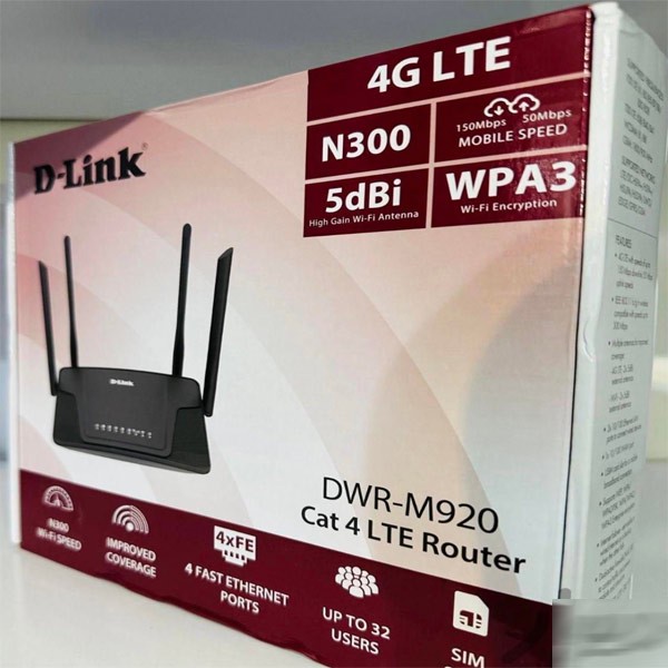 مودم روتر بی سیم 4G LTE دی-لینک مدل DWR-M920 با پشتیبانی از سیم کارت 3G 4G، سرعت تا 150 مگابیت بر ثانیه، پوشش کامل من...
