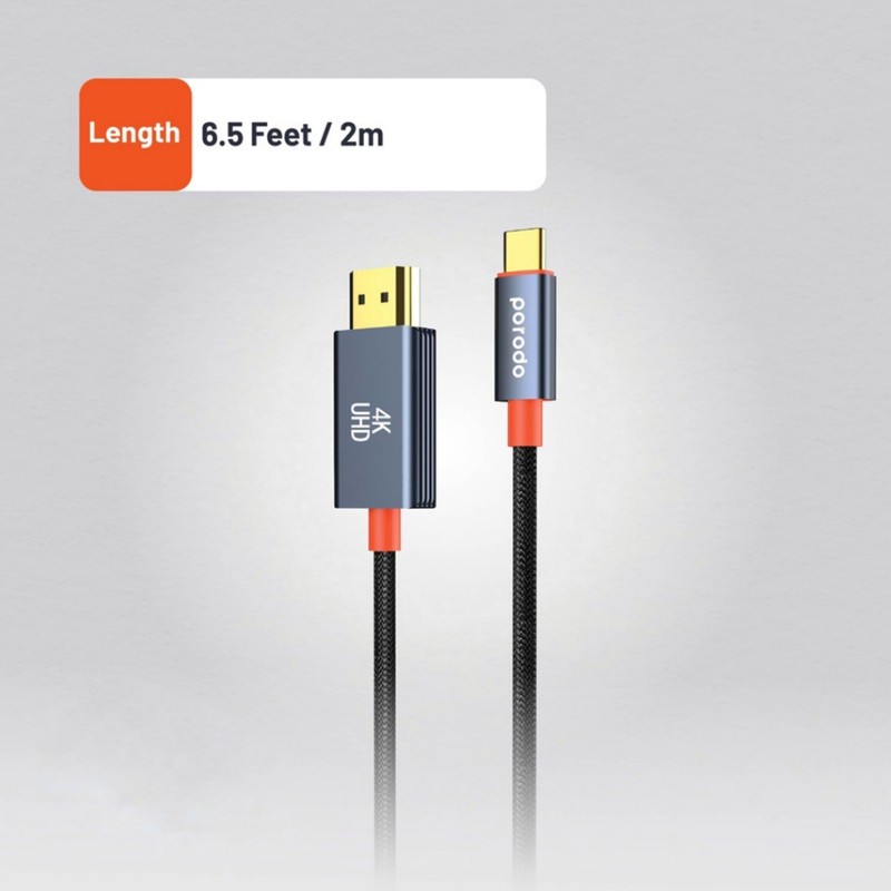 کابل تبدیل HDMI به USB-C پرودو مدل Woven Braided طول 2 متر