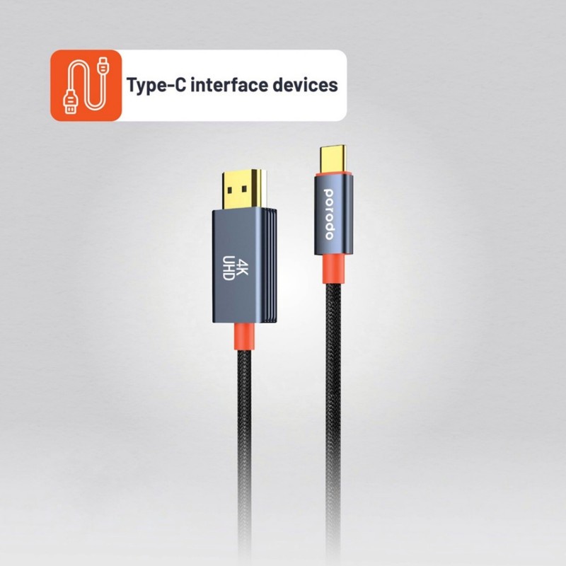 کابل تبدیل HDMI به USB-C پرودو مدل Woven Braided طول 2 متر