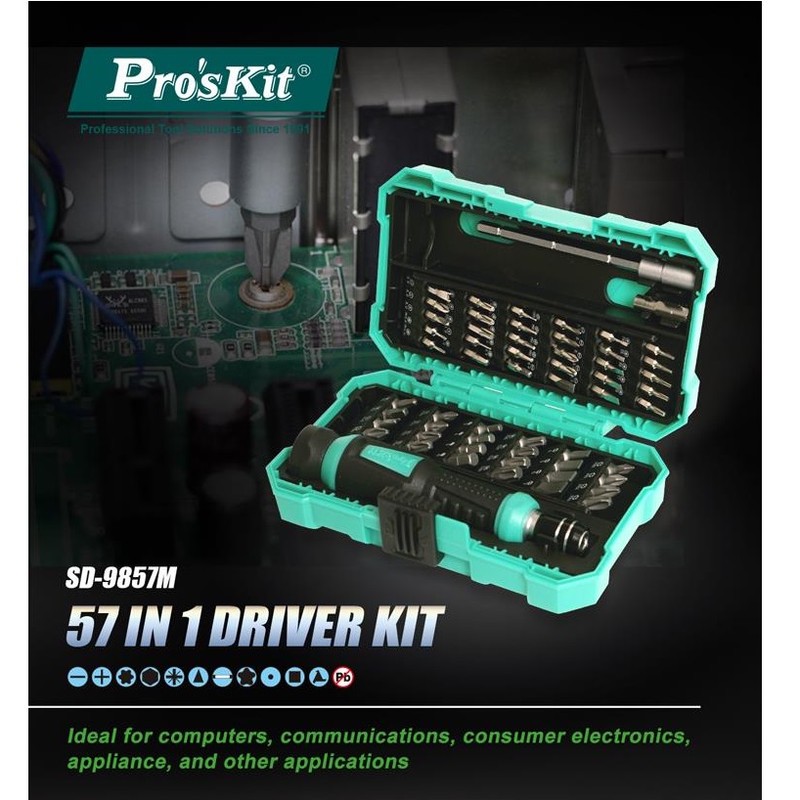 رابط سری پیچ گوشتی پروسکیت مدل SD-9857M بسته 57 عددی