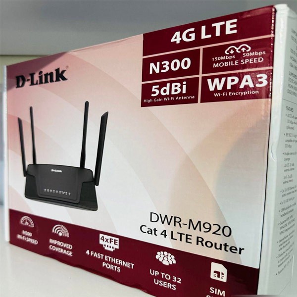 مودم روتر بی سیم 4G LTE دی-لینک مدل DWR-M920 با پشتیبانی از سیم کارت 3G 4G، سرعت تا 150 مگابیت بر ثانیه، پوشش کامل من...