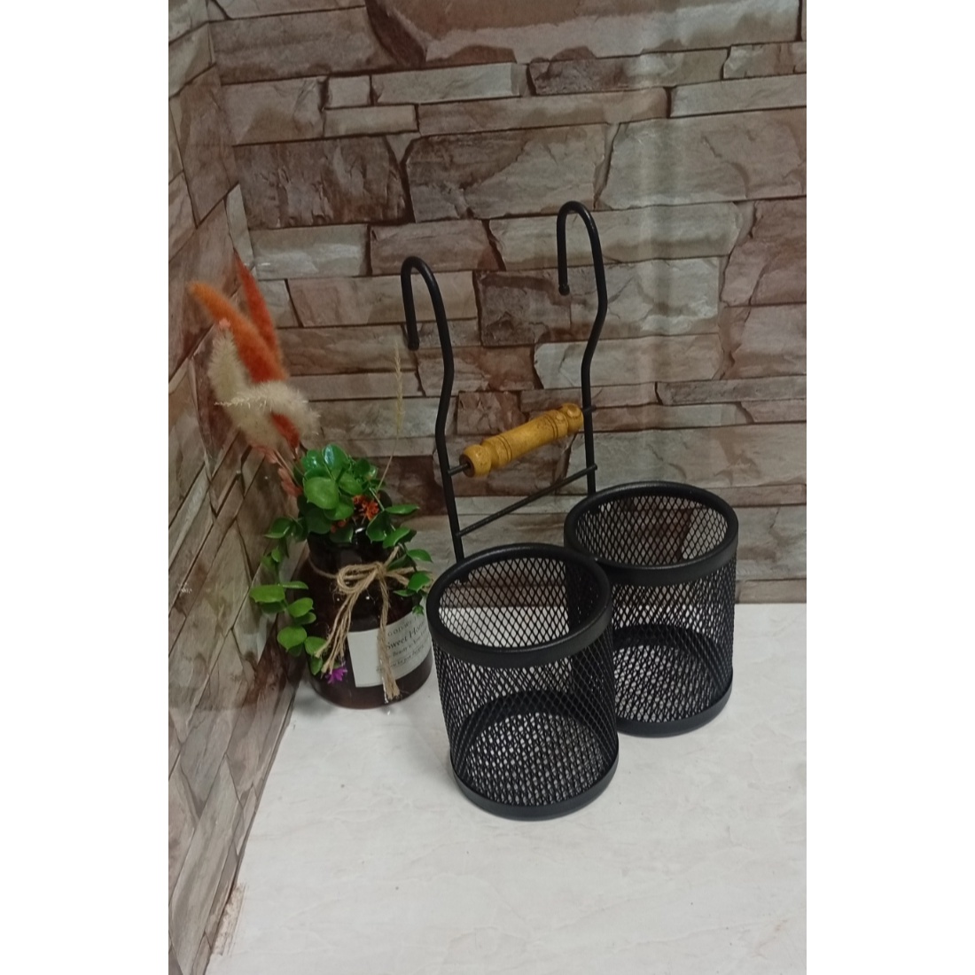 جاقاشقی فلزی آویز دوقلو چوب دار