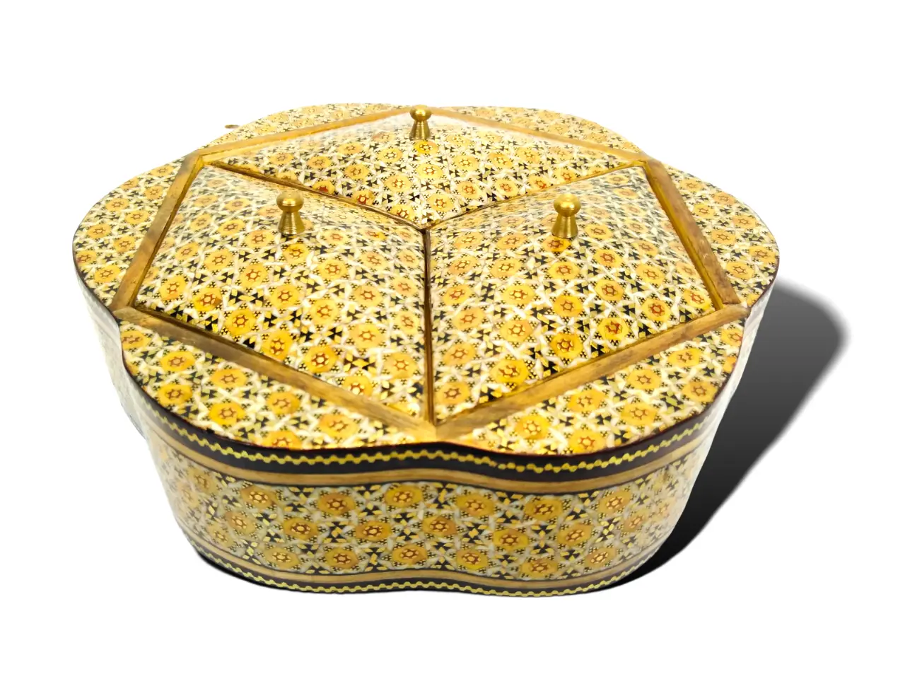جعبه شکلات خوری خاتم کاری 3 درب 22*22