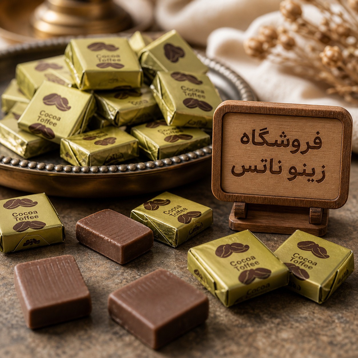 تافی شکلات چهار گوش آیدین 300 گرمی