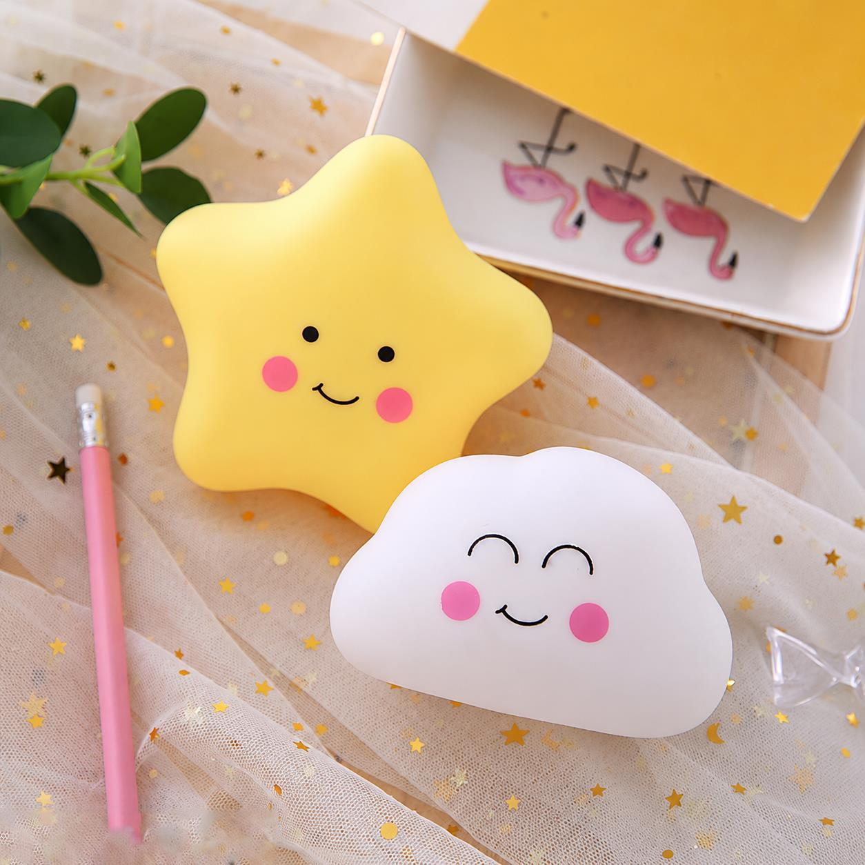 چراغ خواب فانتزی طرح ستاره و ابر * جعبه رنگی *