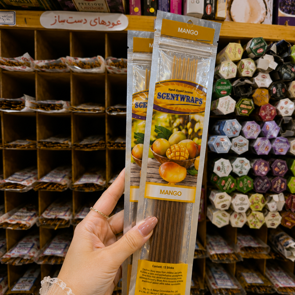 عود شاخه ای دست ساز Scentwraps مدل انبه Mango، دیپ شده دستی (پس کرایه تیپاکس)