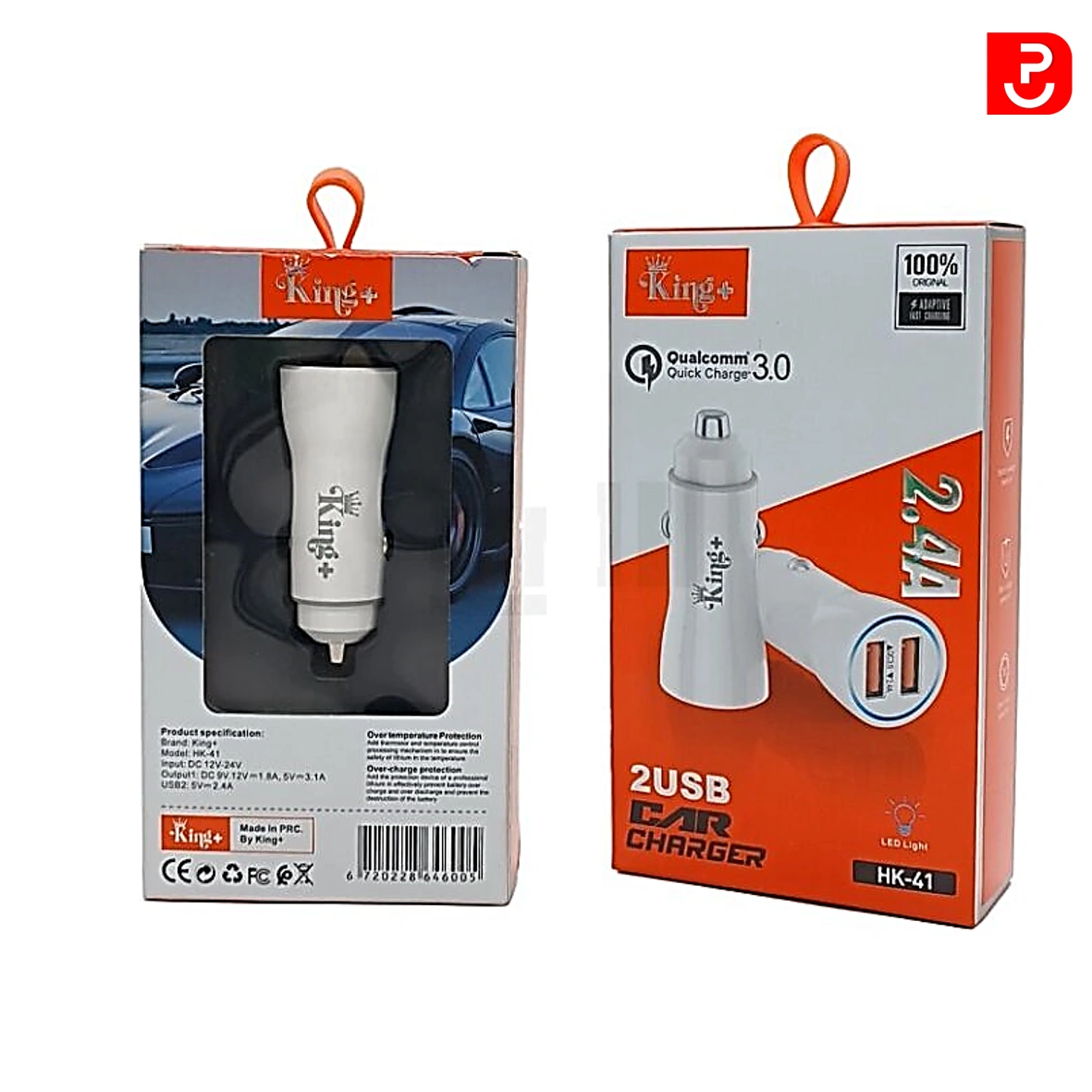 شارژرفندکی ماشین کینگ پلاس مدل HK-41دو پورت 2.4A اورجینال