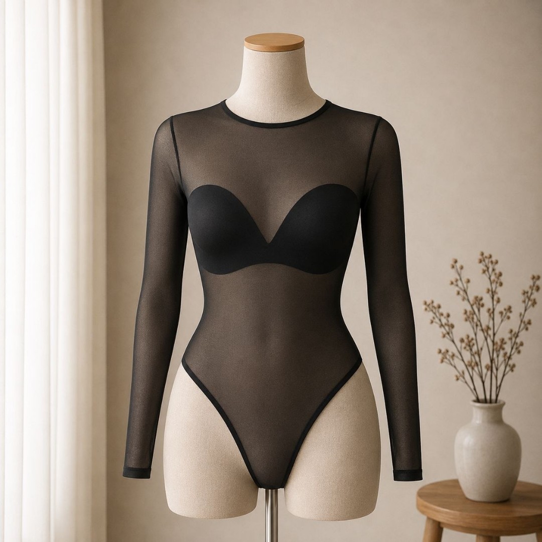 بادی زنانه آستین بلند حریر زیر قزن مه جامه کد 200