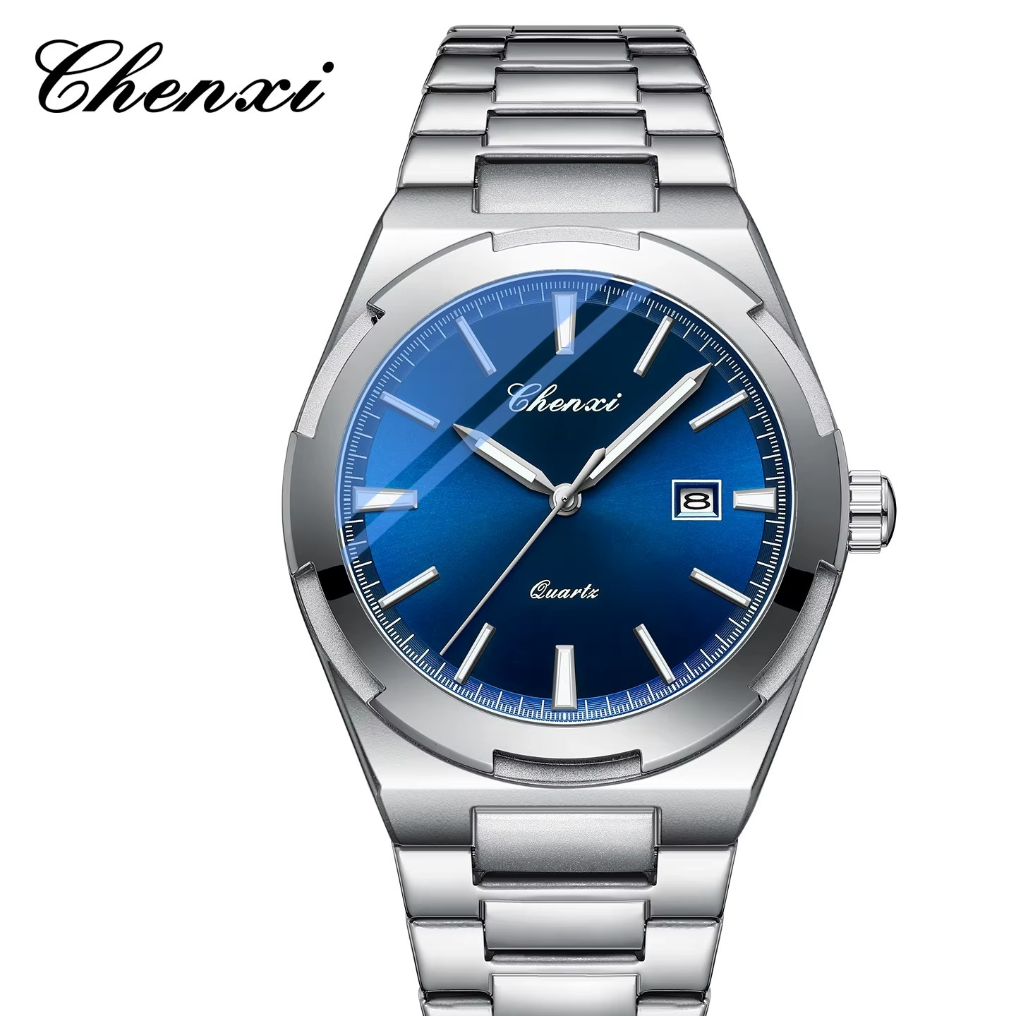 ساعت مچی مردانه چنکسی مدل CHENXI 8256 نقره ای آبی