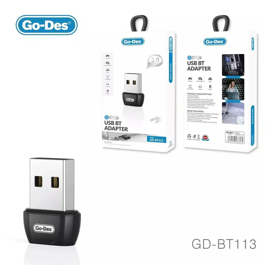 دانگل بلوتوث USB گو-دس مدل GD-BT113 | بلوتوث 5.1 مخصوص کامپیوتر و لپتاپ با چیپ BE8651