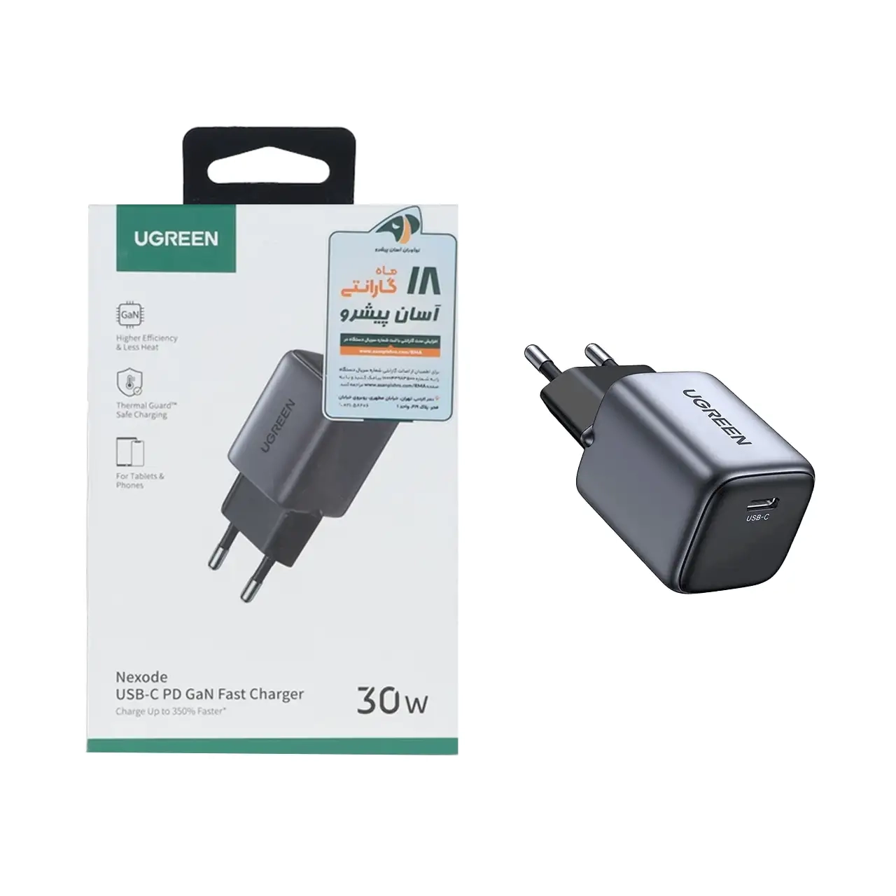 شارژر دیواری PD و فست تک پورت UGREEN مدل Nexode CD319 30W - مشکی (گارانتی 18 ماهه آسان پیشرو)(90666)