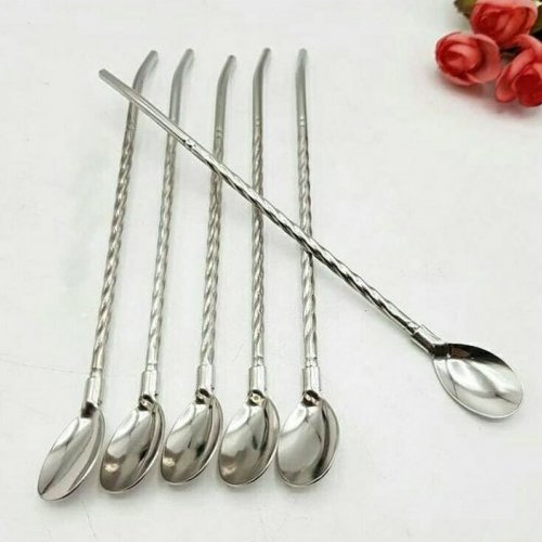 قاشق شربت خوری نی دار استیل پیچی طراحی خاص و منحصر به فرد مدل نی دار