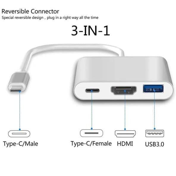 مبدل هاب چندکاره Type-C به HDMI و USB 3.0 پرووان (ProOne) مدل PHU552 ( اصل ) با 12 ماه کاوان سرویس