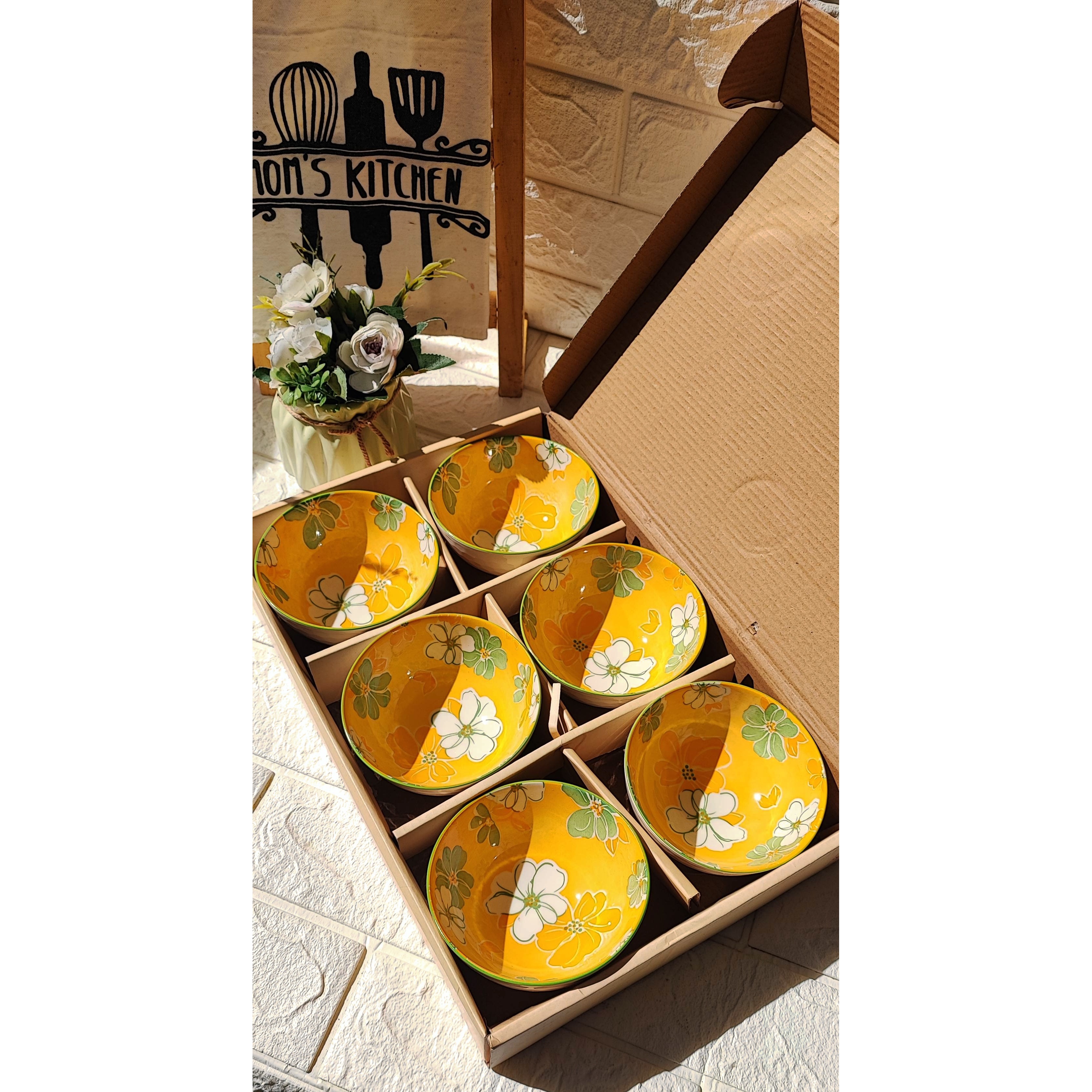 پک کاسه 6 عددی طرح گل های بهاری LUXURY