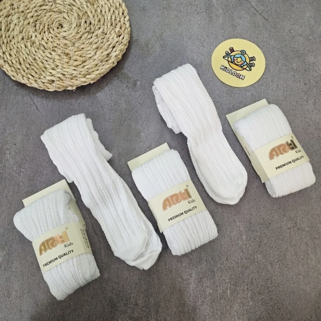جوراب شلواری دخترانه نخی فاق بلند ترکیه ای گندمی مناسب 2 تا 10 سال