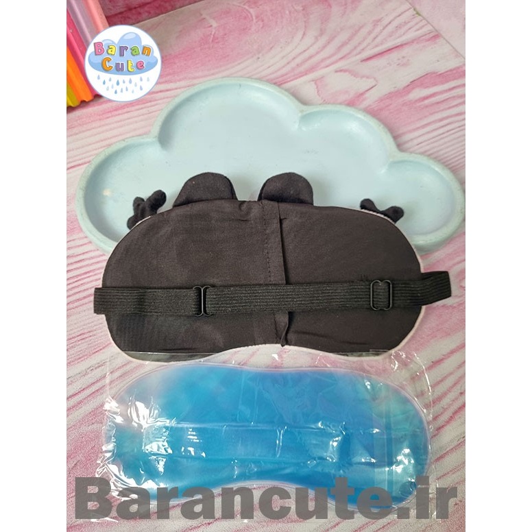 چشم بند خواب فانتزی وارداتی پولیشی کمپرس دار طرح پیشی صورتی
