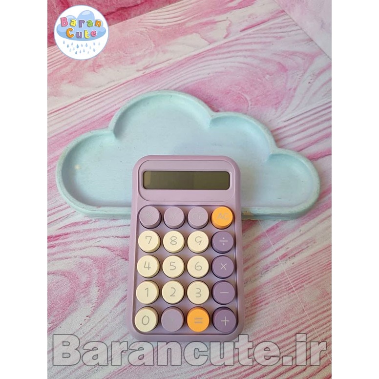 ماشین حساب اورجینال فانتزی دکمه درشت پاستیلی رنگ یاسی