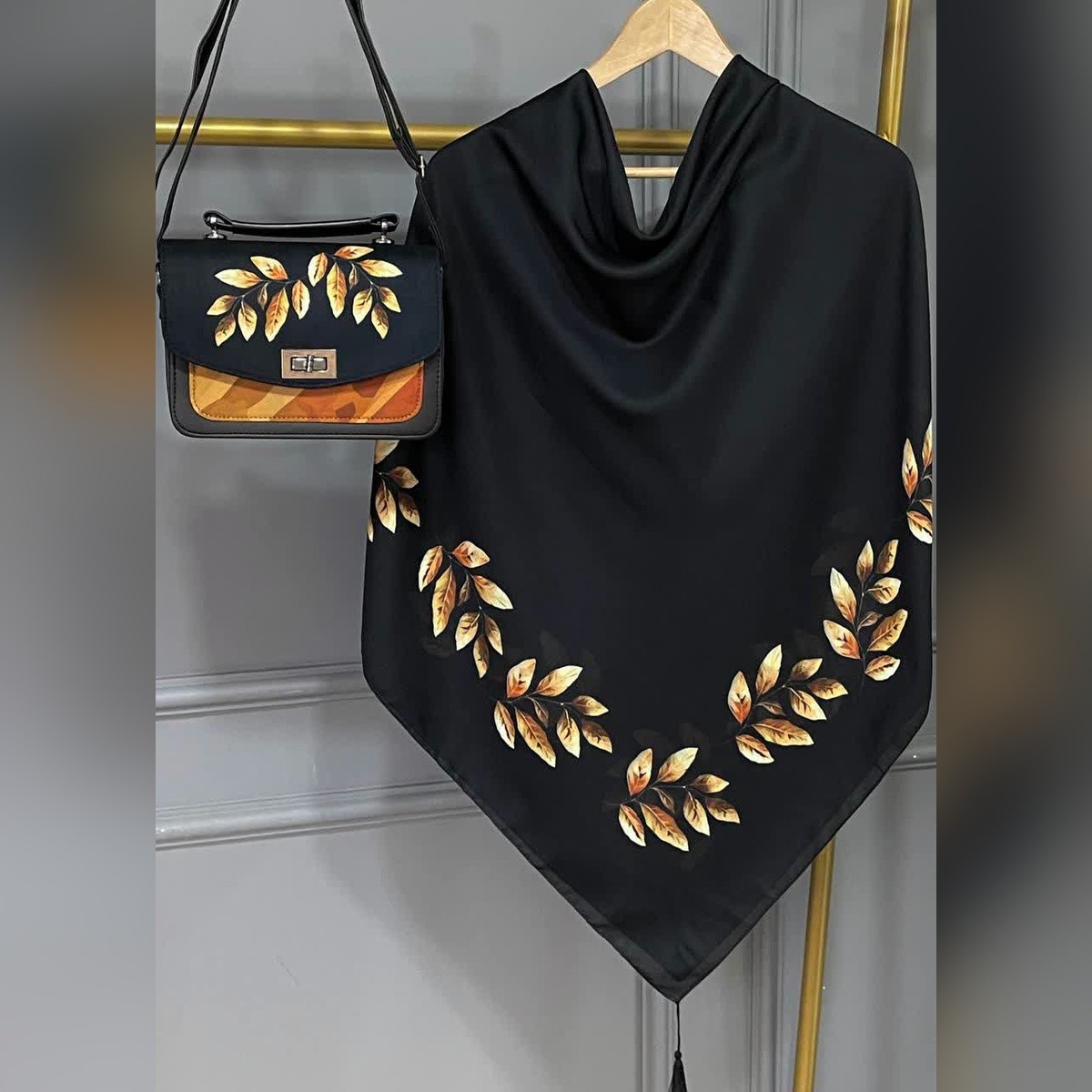 روسری و کیف ست طرح برگ هانا (B2)
