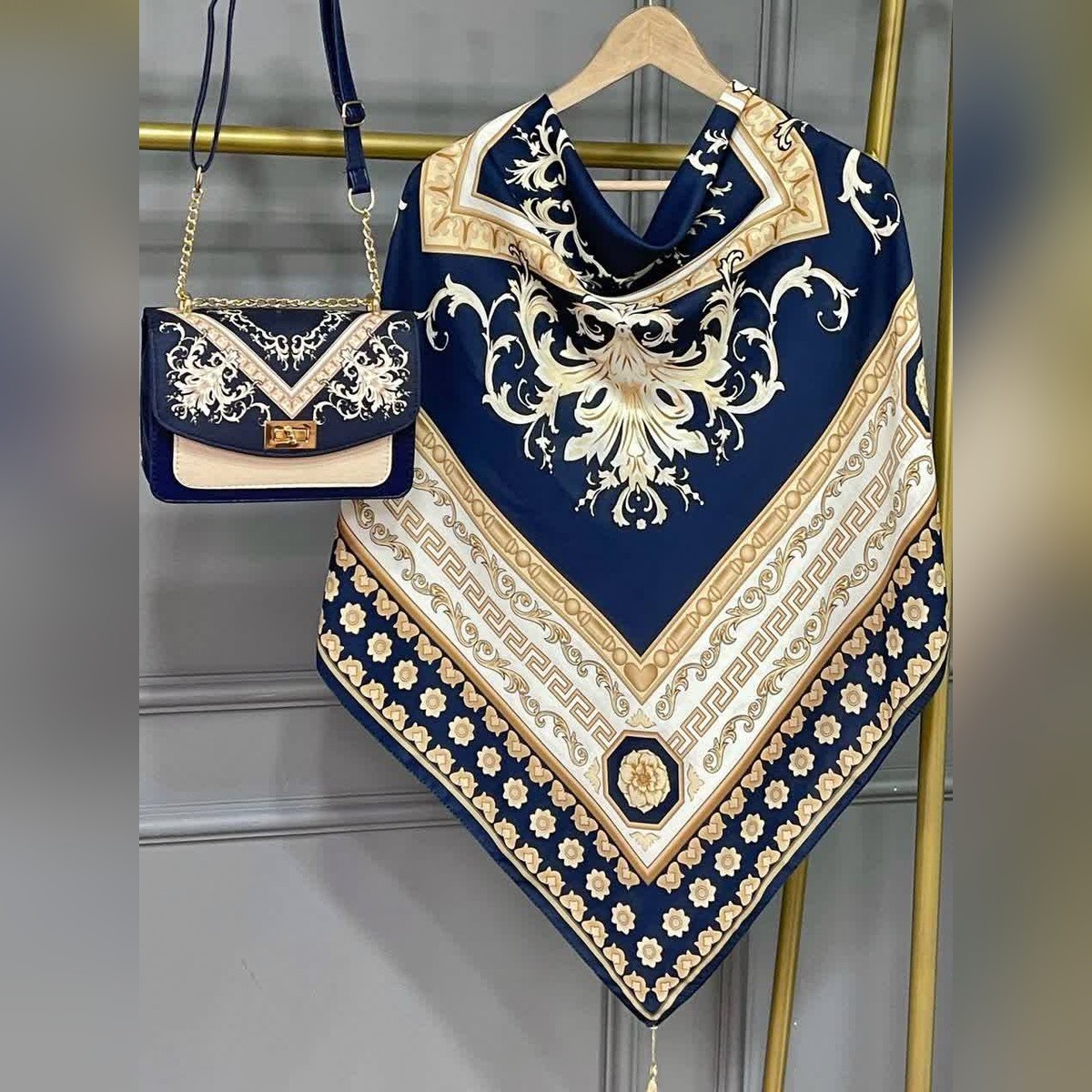 ست کیف و روسری سورنا سیااسکارف سورمه ای (B2)