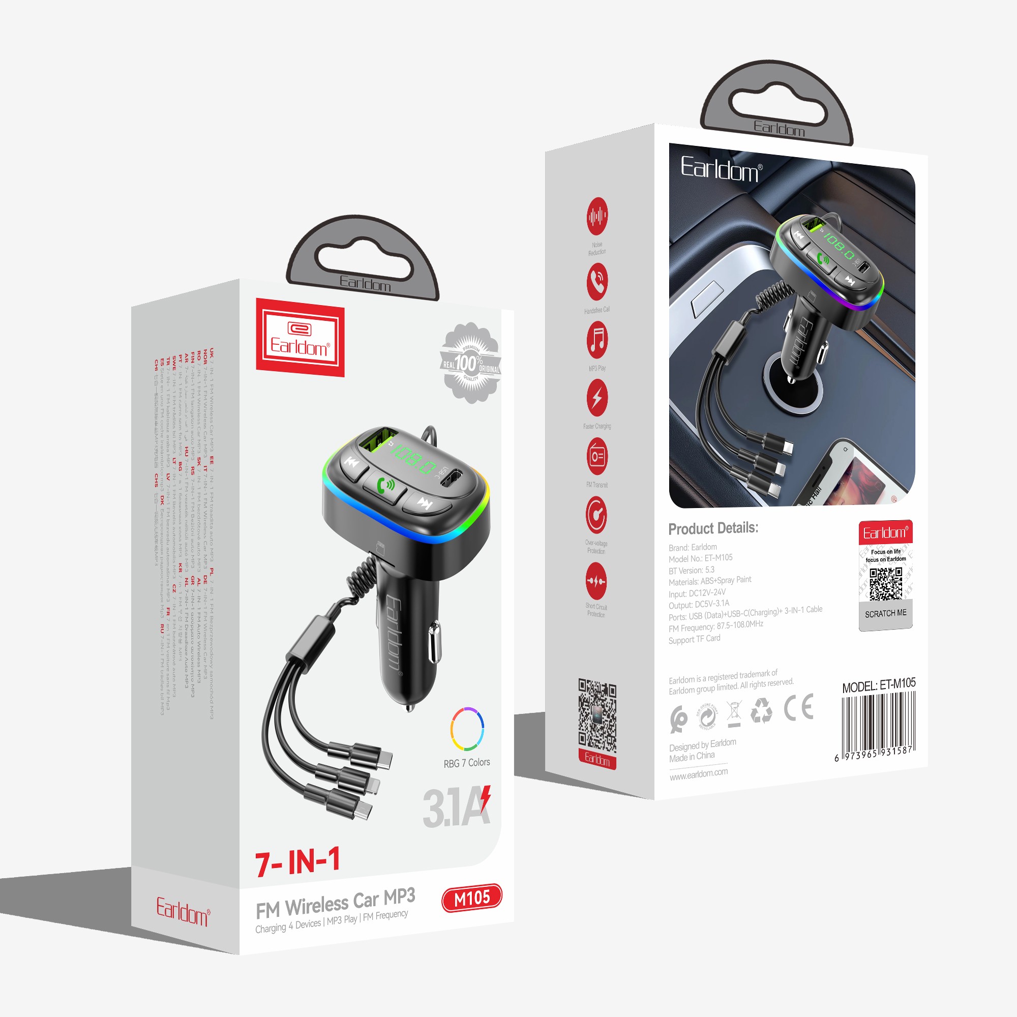 شارژر فندکی FM Player بلوتوثی Earldom ET-M105