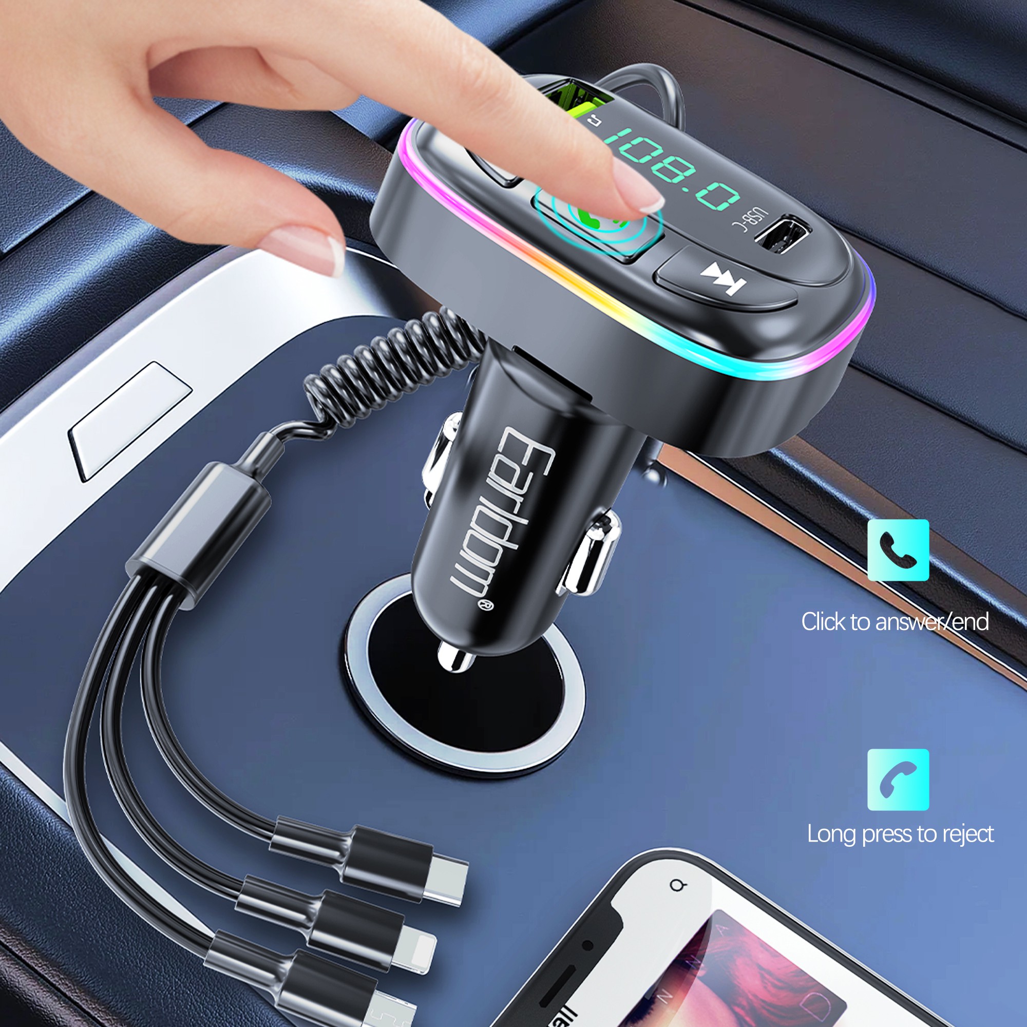شارژر فندکی FM Player بلوتوثی Earldom ET-M105