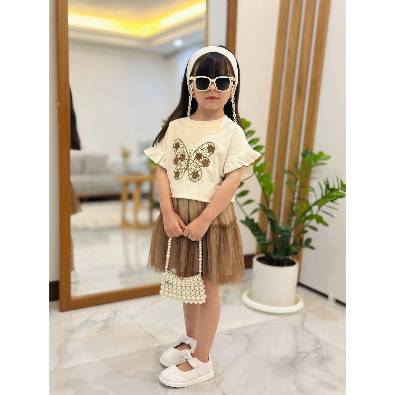 ست کراپ دامن دخترانه پروانه 3 تا 10 سال