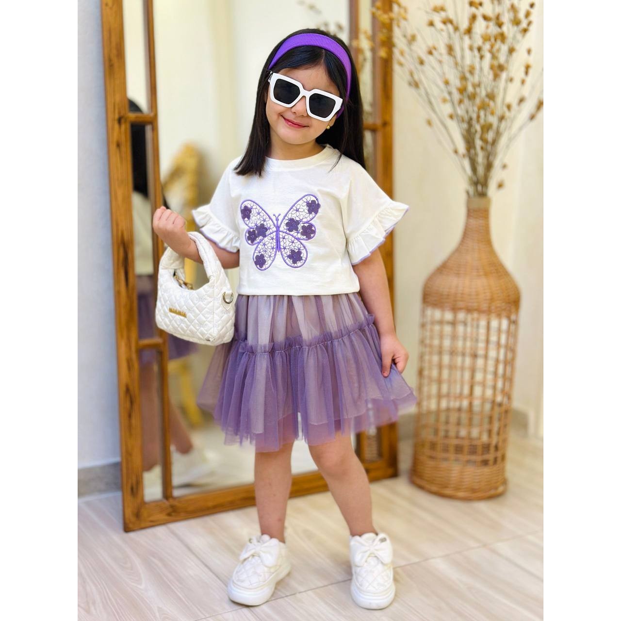 ست کراپ دامن دخترانه پروانه 3 تا 10 سال
