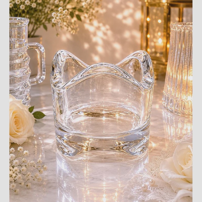 جا شمعی گرد شیشه ای طرح موج ایکیا