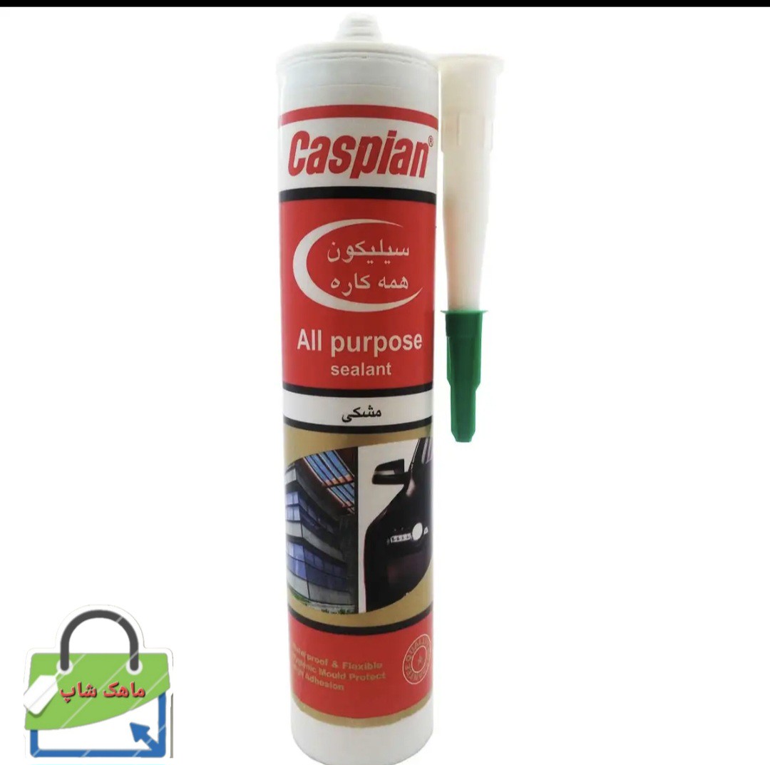 چسب سیلیکون درزگیر کاسپین مدل مشکی حجم 300 میلی لیتر مقاوم در برابر دما و اشعه فرابنفش ضد آب و ضد قارچ، مناسب درزگیری...