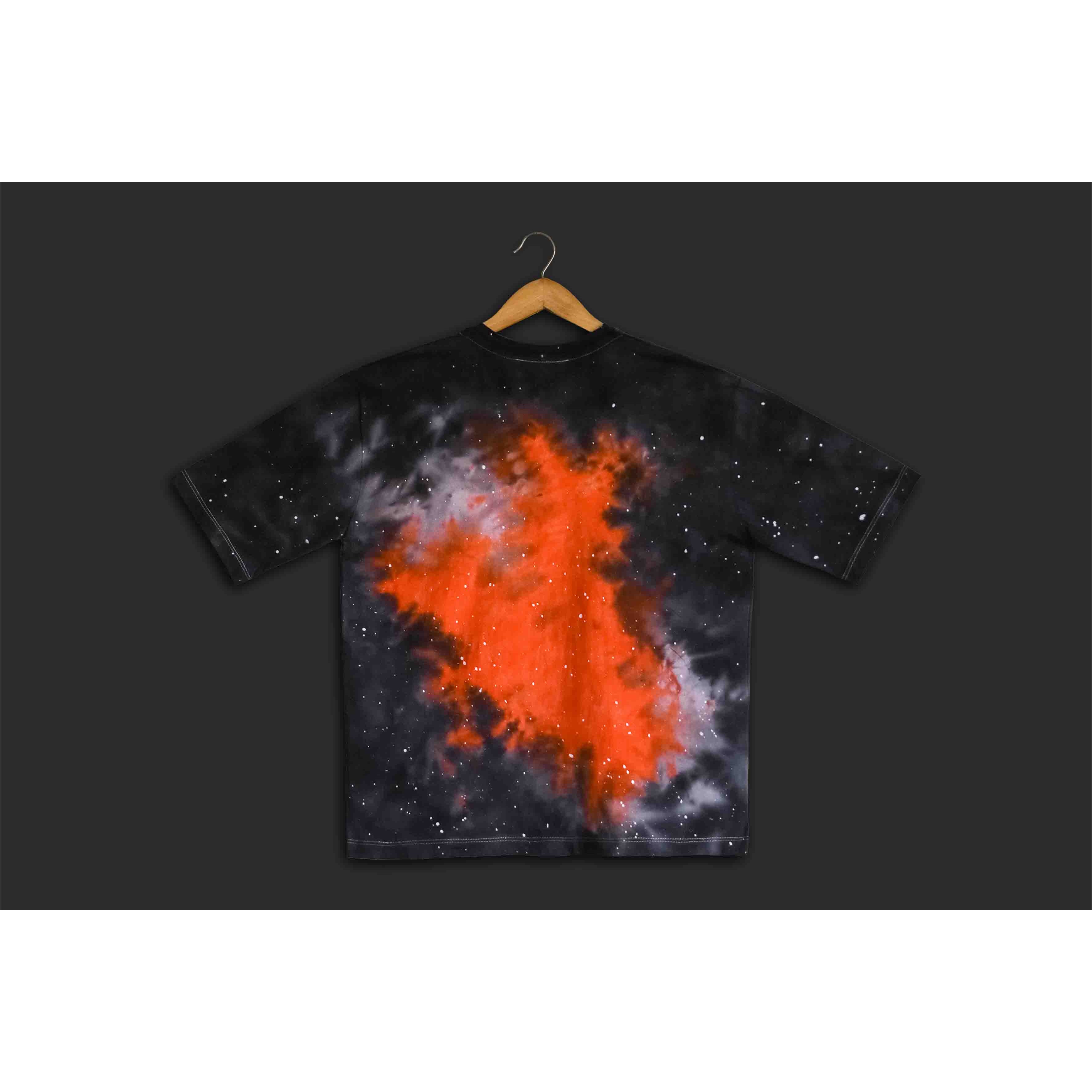 تیشرت تای دای ( شیبوری ) طرح گلکسی نارنجی