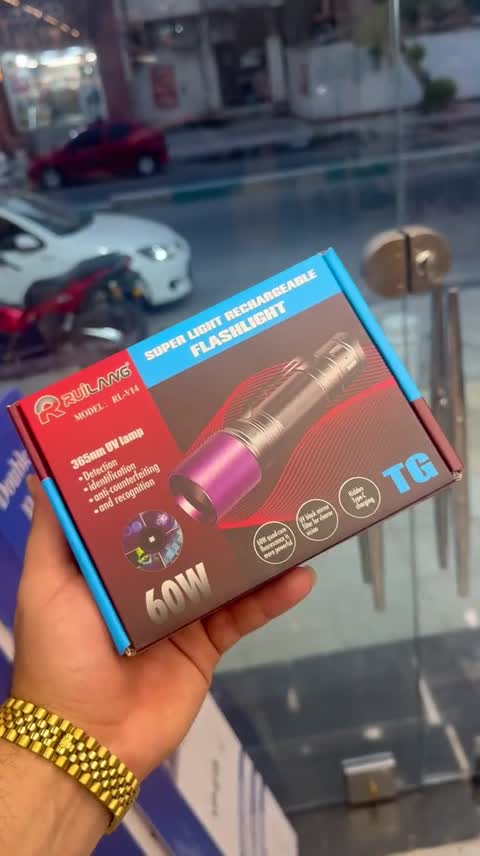 چراغ قوه UV 365nm حرفه ای تشخیص رنگ خودرو،عقرب،اسکناس،نشتی، مواد فلورسنت