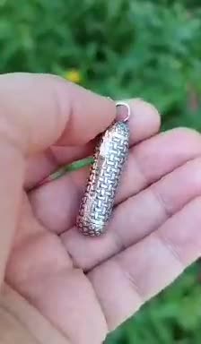 آویز جا حرزی نقره 925 استوانه ای بزرگ طرح دار بسیار زیبا