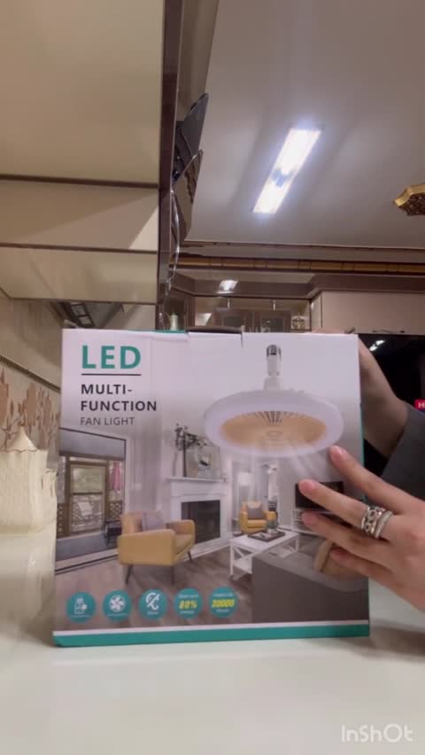 پنکه و لامپ سقفی LED چندکاره با کنترل از راه دور پایه E27