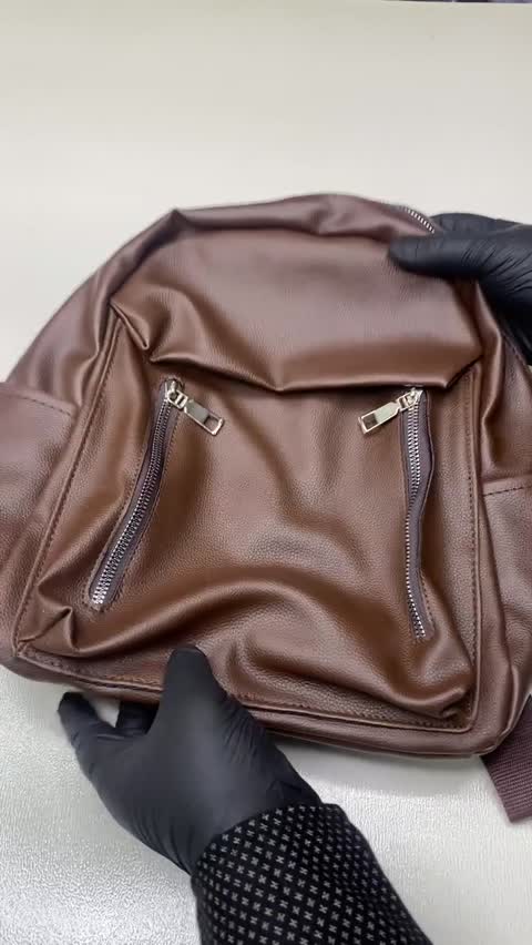 کوله پشتی زنانه چرم شرانگ قهوه ای + فیلم