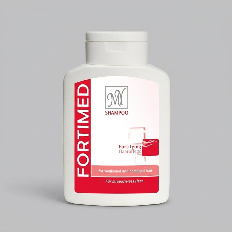 شامپو تقویتکننده مو مای مدل Fortimed حجم 200 میلیلیتر، مناسب موهای آسیب دیده، نرمکننده و تقویتکننده، حاوی پروتئین هید...