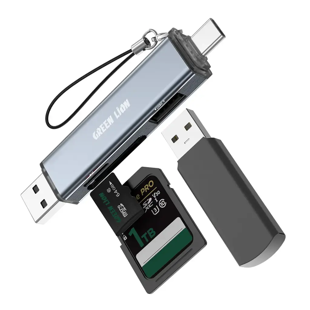 کارت خوان و رم ریدر گرین لاین مدل 3IN1 ظرفیت 3 کاره با USB-C GN3N1RDUBTCGY
