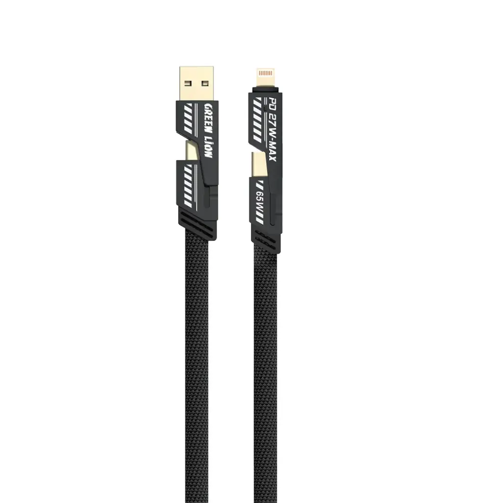 کابل 2 in 2 Braided Cable چهارسر گرین لاین مدل GN2IN2BRCBK