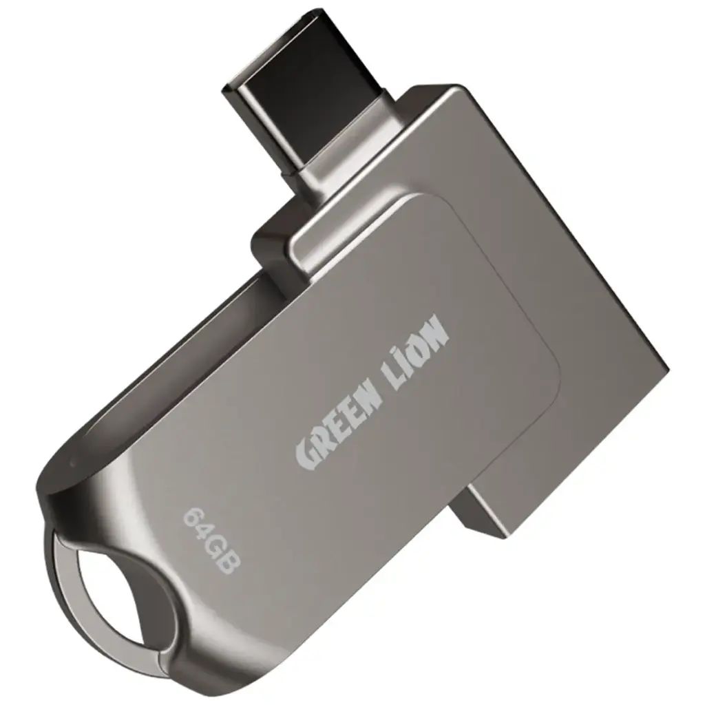فلش مموری تایپ سی گرین لاین 64GB 2in1 مدل OTG GN2N1FL64SL