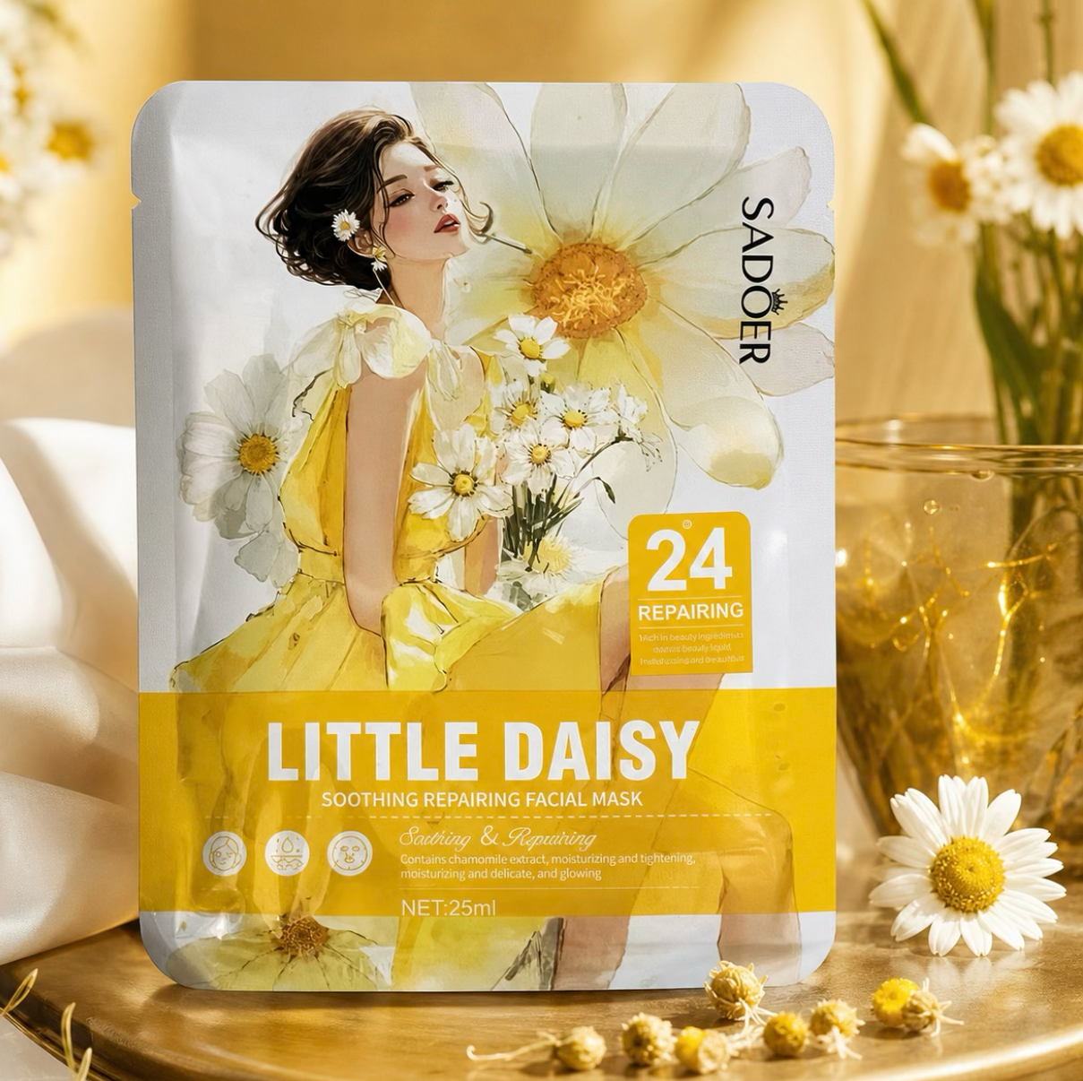 ماسک ورقهای ترمیم کننده و آرامبخش بابونه سادور مدل Little Daisy حجم 25 میلیلیتر