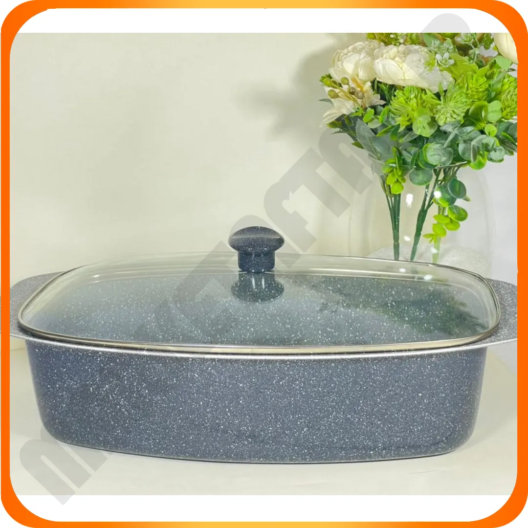 تابه مرغ خوری تیتان طوسی درب شیشه ای لاوان