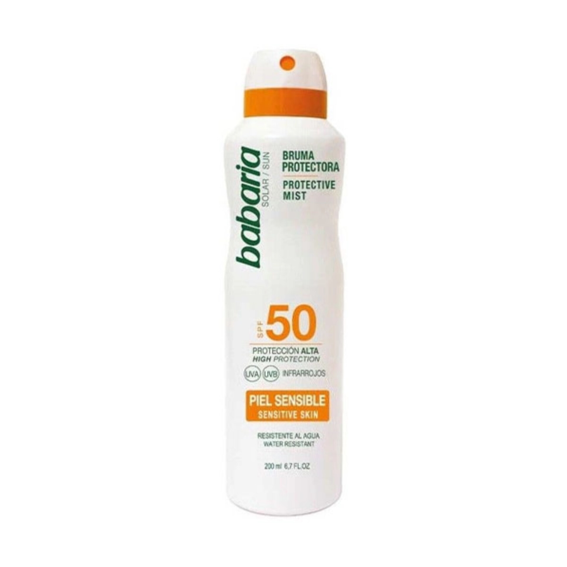 اسپری ضدآفتاب پوست حساس باباریا SPF50 حجم 200 میل اورجینال Babaria Sensitive Skin Sunscreen Spray SPF50 200ml | محافظت ب