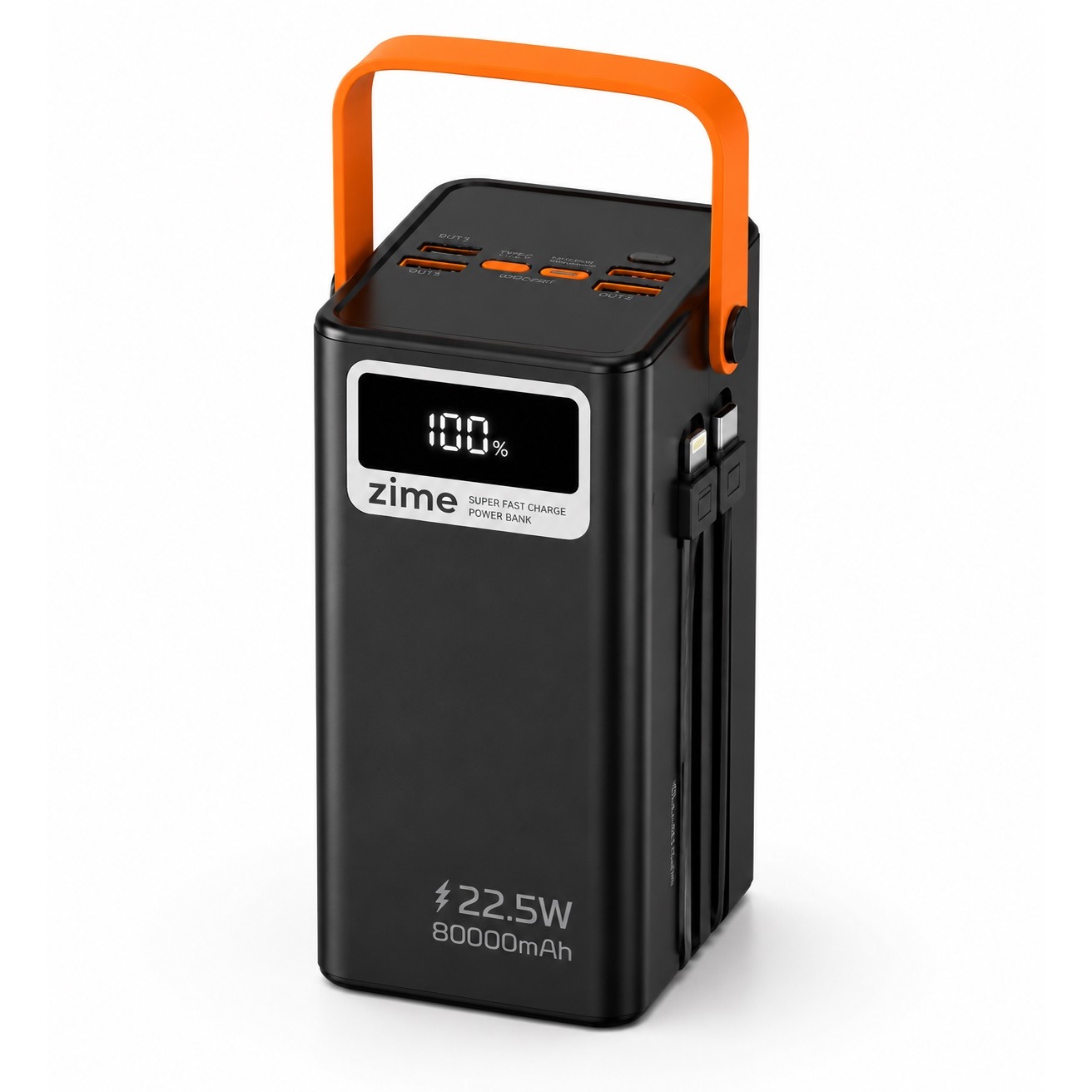 پاوربانک 80000 میلی آمپر Zime مدل B18 مجهز به 4 خروجی USB و توان 22.5 وات