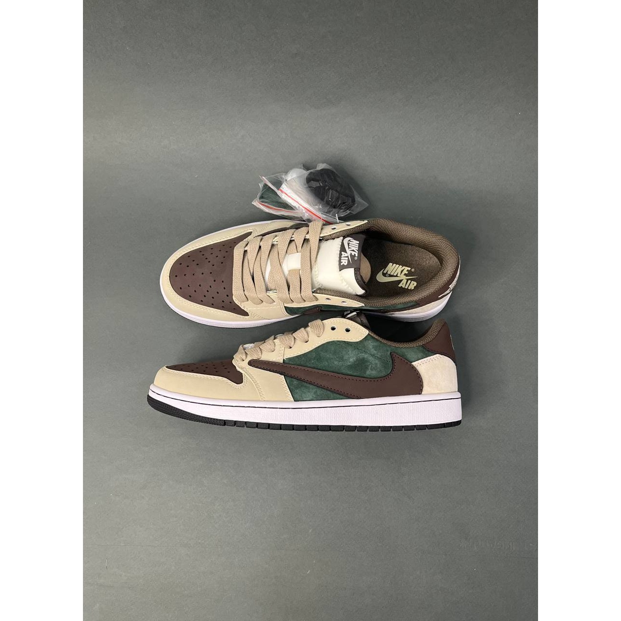 نایک ایر جردن وان لو تراویس اسکات سبز قهوه ای NIKE AIR JORDAN 1 LOW TRAVIS SCOTT