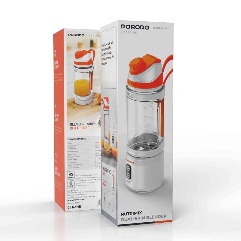 مخلوط کن مسافرتی و قابل حمل Porodo مدل Nutrimix Dual-Spin Blender همراه همیشگی سبک زندگی سالم